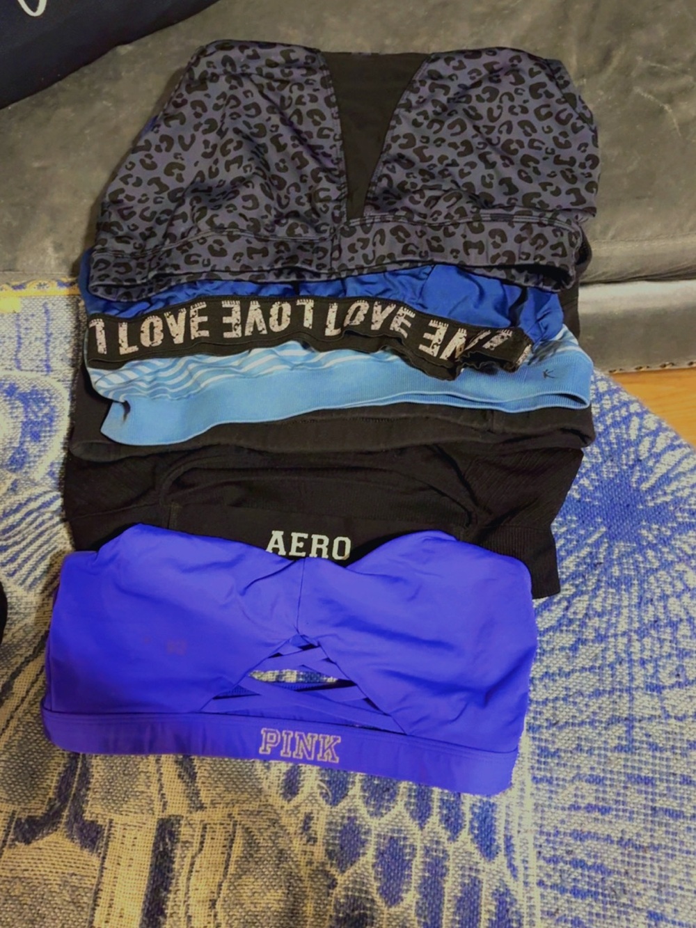 Victoria's Secret PINK and Black Sports Bras - Blue Accents
